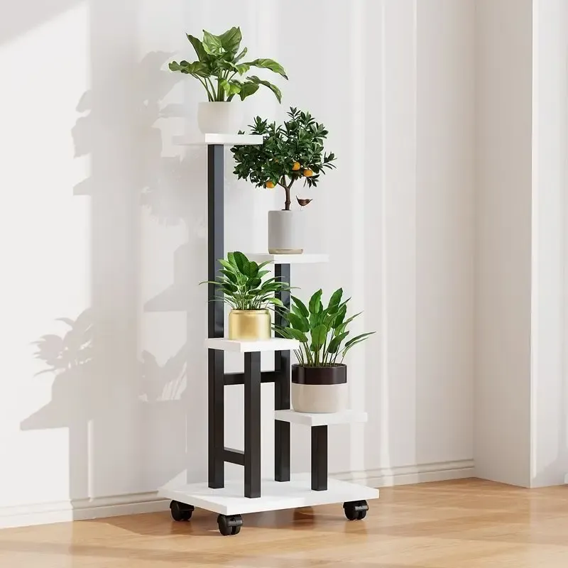 Support Mobile pour Plantes à 4 Niveaux