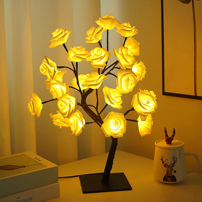 Lampe arbre à fleurs roses