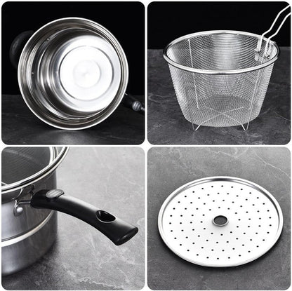 Marmite Friteuse Multifonction en Acier Inoxydable avec Couvercle