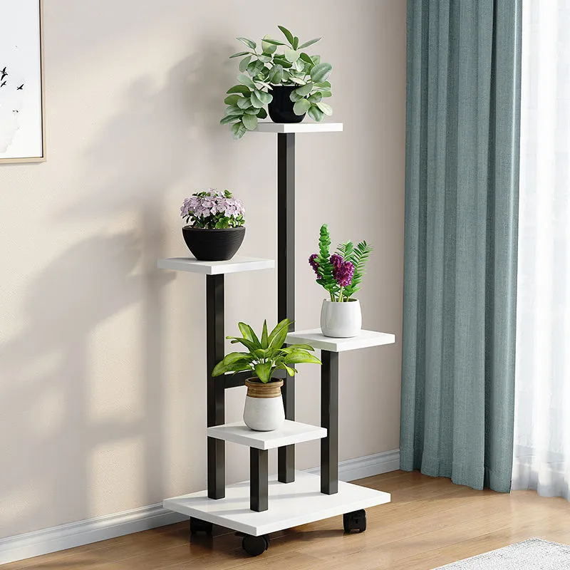 Support Mobile pour Plantes à 4 Niveaux