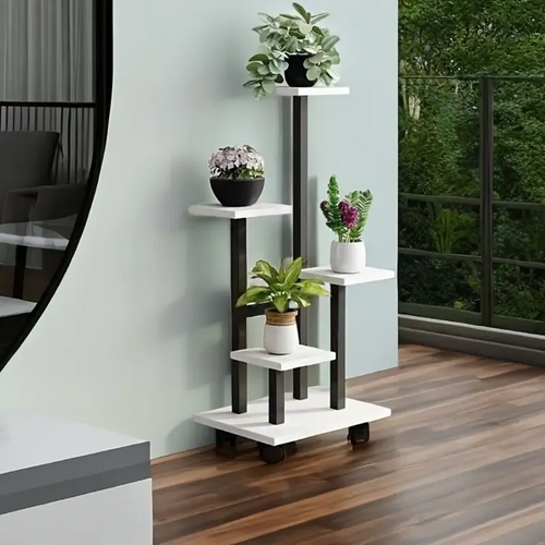 Support Mobile pour Plantes à 4 Niveaux